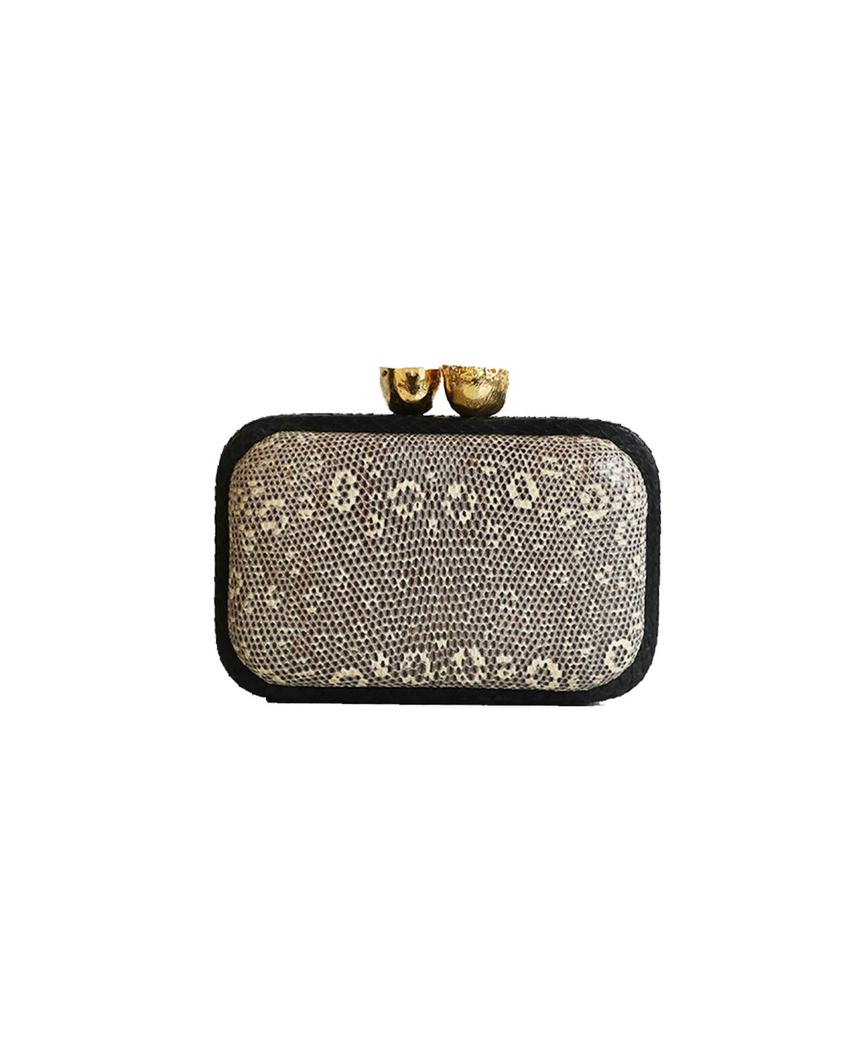 Bella Natürel Siyah Lizard Clutch