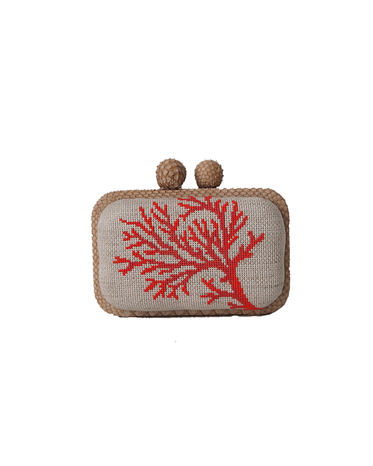 Heaven Kırmızı Mercan Nakışlı Clutch