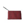 Deri Sap Ve Biyeli Kırmızı Ekose Clutch