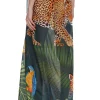 Leopar Desenli Yeşil Pareo