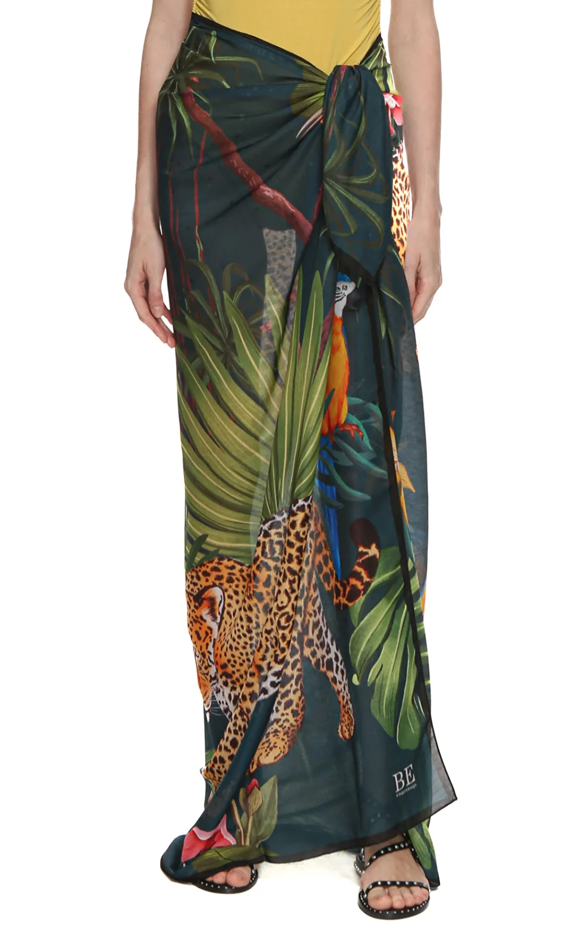 Leopar Desenli Yeşil Pareo